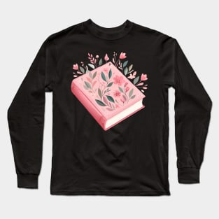 Pink Floral Book Long Sleeve T-Shirt